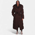 Doudoune longue ceinturée pour femme