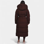 Doudoune longue ceinturée pour femme